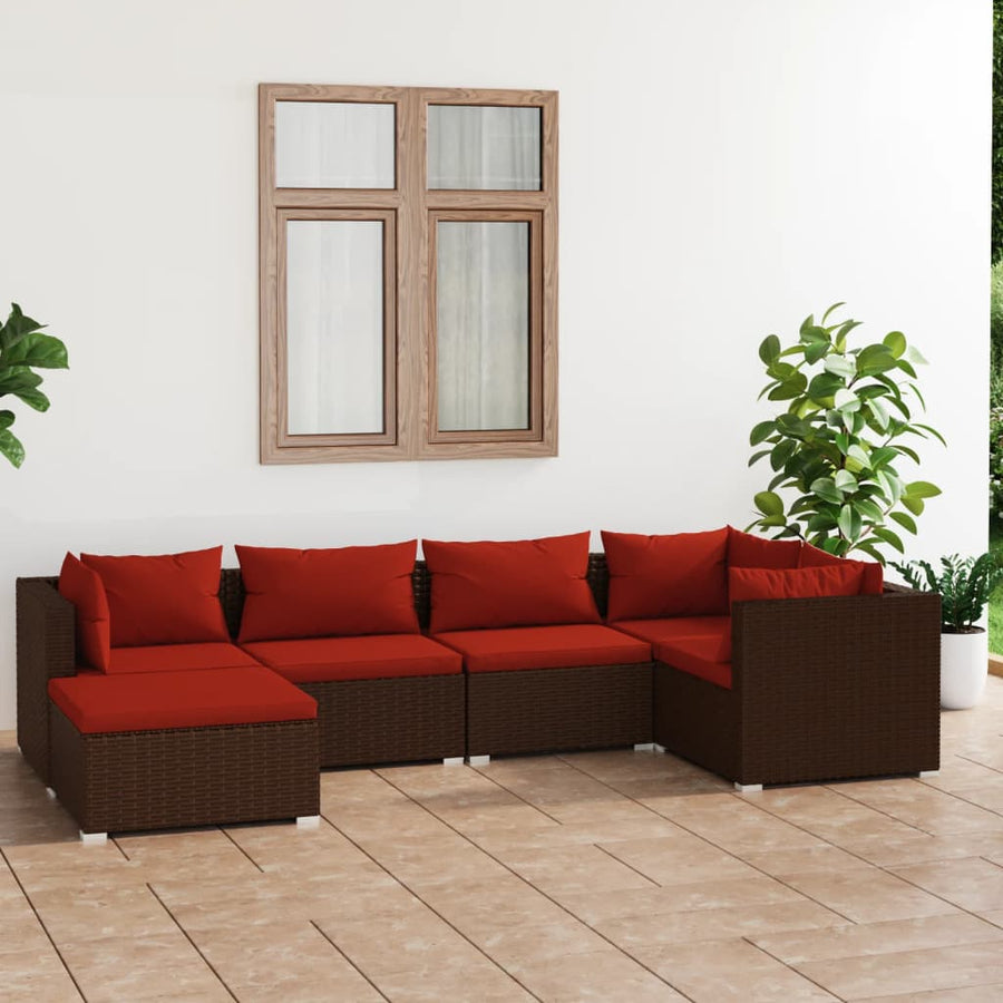 6-Delige Loungeset Met Kussens Poly Rattan 1