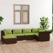 Loungeset 6-delig poly rattan bruin