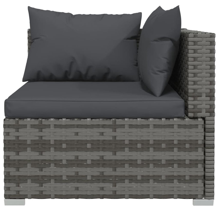 6-delige Loungeset met kussens poly rattan grijs