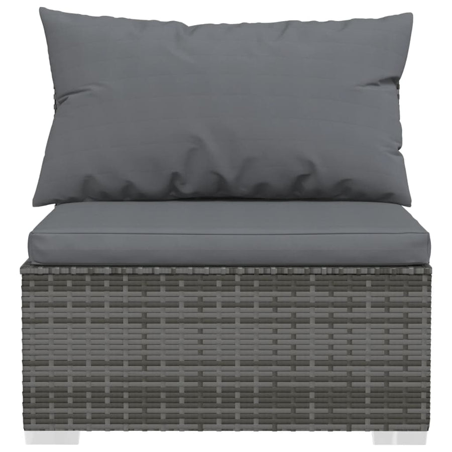 6-delige Loungeset met kussens poly rattan grijs