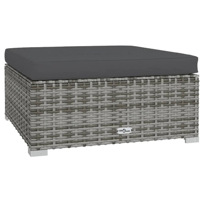 6-delige Loungeset met kussens poly rattan grijs