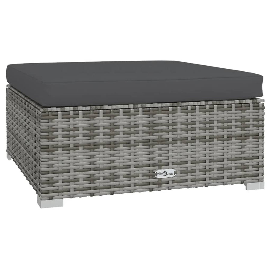 6-delige Loungeset met kussens poly rattan grijs