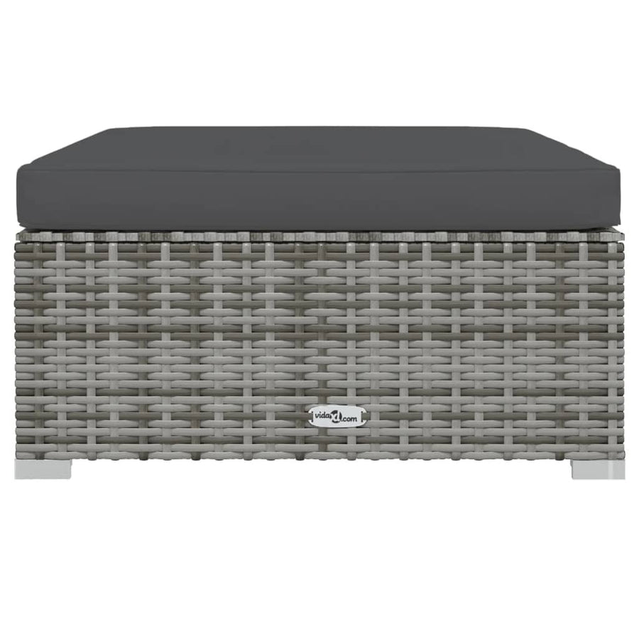 6-delige Loungeset met kussens poly rattan grijs