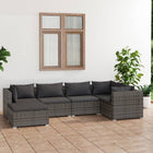 Loungeset 6-delig poly rattan grijs