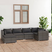Loungeset 6-delig poly rattan grijs