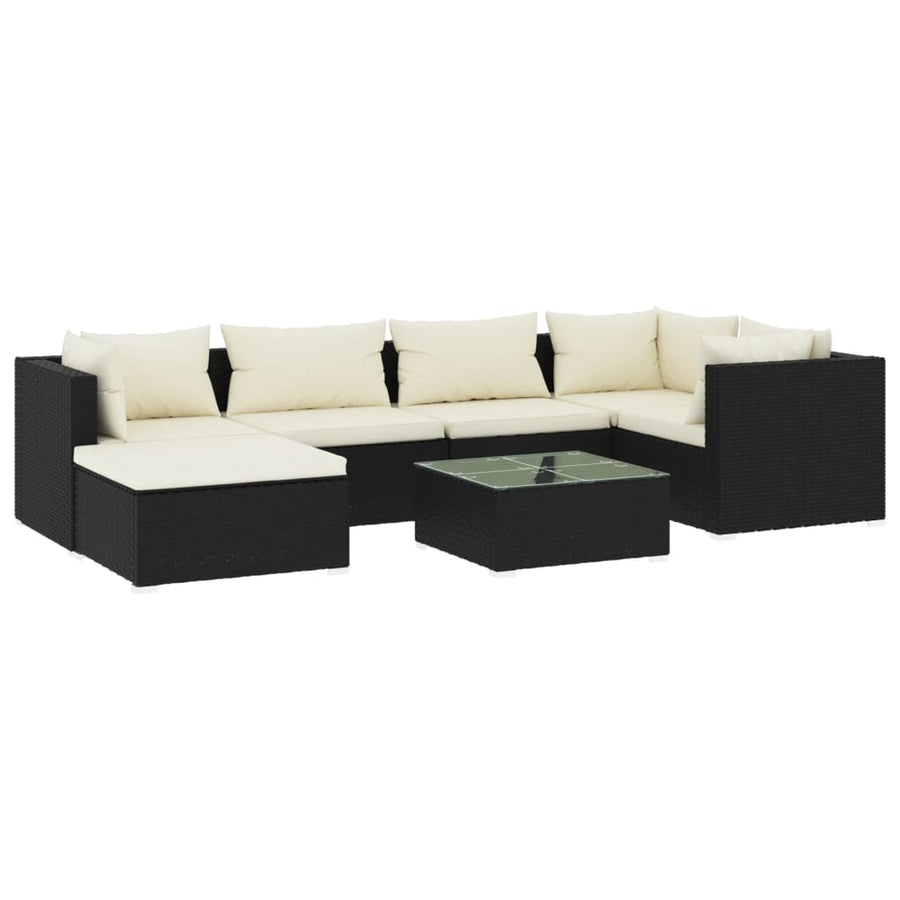 7-Delige Loungeset Met Kussens Poly Rattan 1