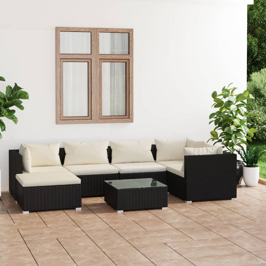 7-Delige Loungeset Met Kussens Poly Rattan 1