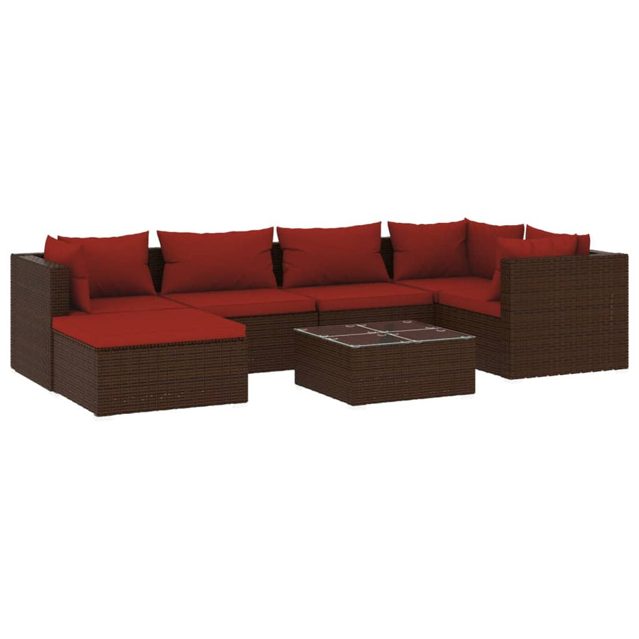 7-Delige Loungeset Met Kussens Poly Rattan 1
