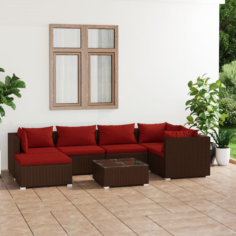 7-Delige Loungeset Met Kussens Poly Rattan 1