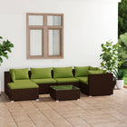 7-Piece Poly Rattan Lounge Set with Cushions Brown