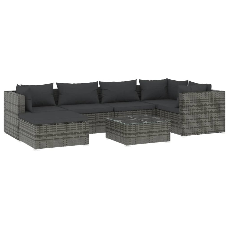 7-Delige Loungeset Met Kussens Poly Rattan 1