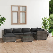Loungeset 7-delig poly rattan grijs