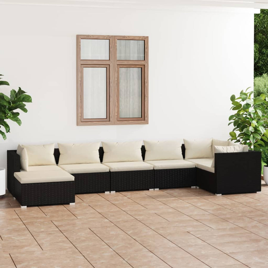 7-Delige Loungeset Met Kussens Poly Rattan 1