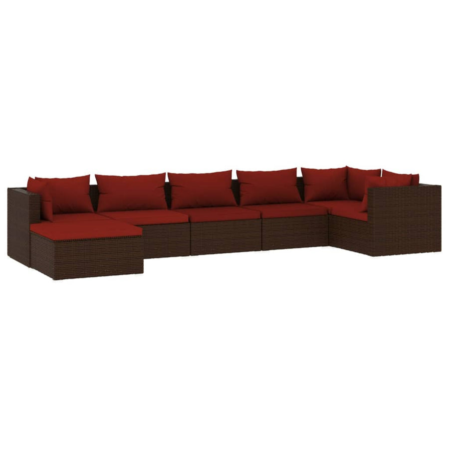 7-Delige Loungeset Met Kussens Poly Rattan 1