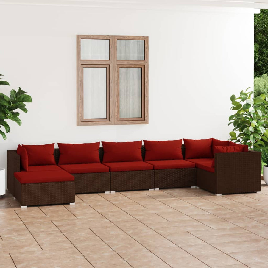 7-Delige Loungeset Met Kussens Poly Rattan 1