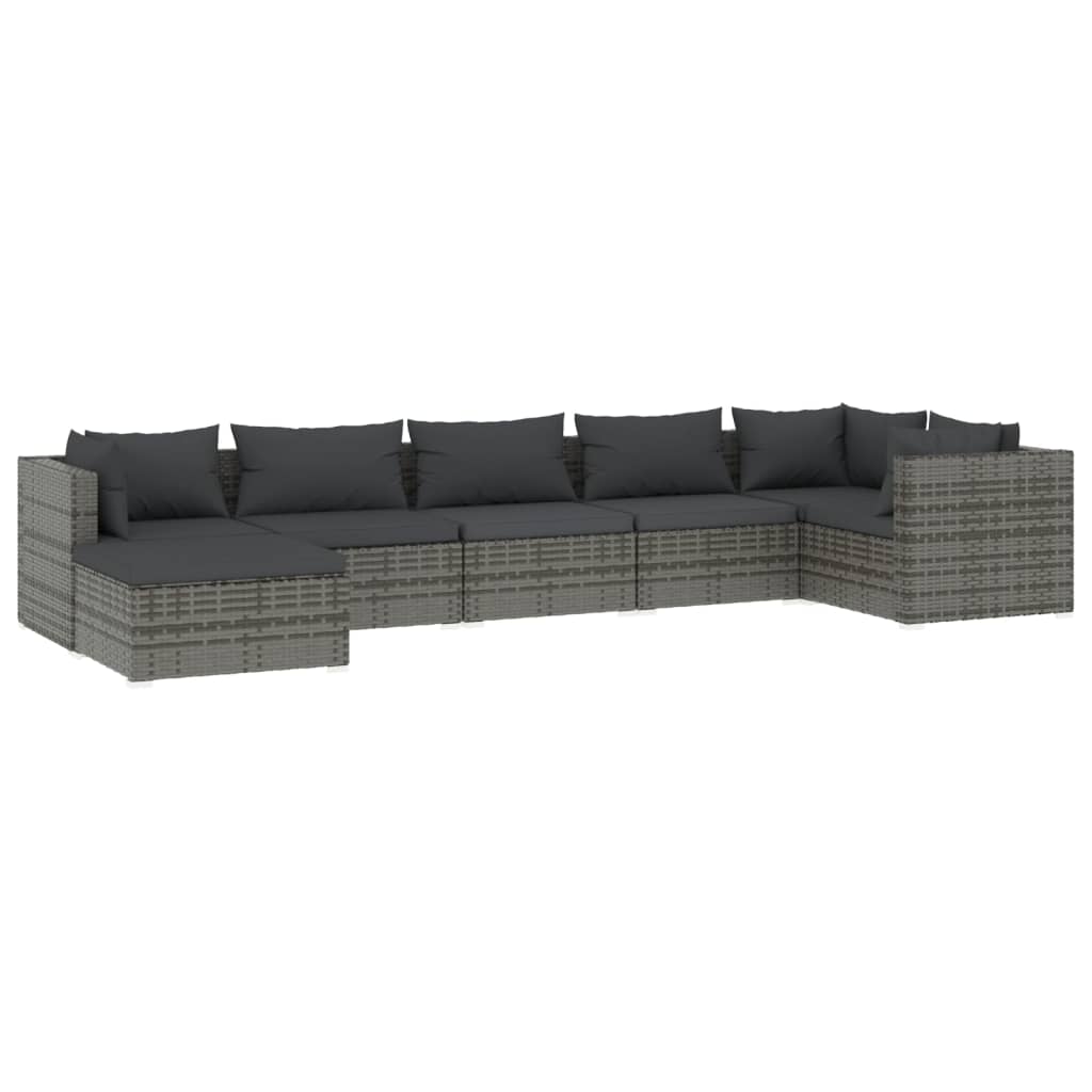 7-Delige Loungeset Met Kussens Poly Rattan 1