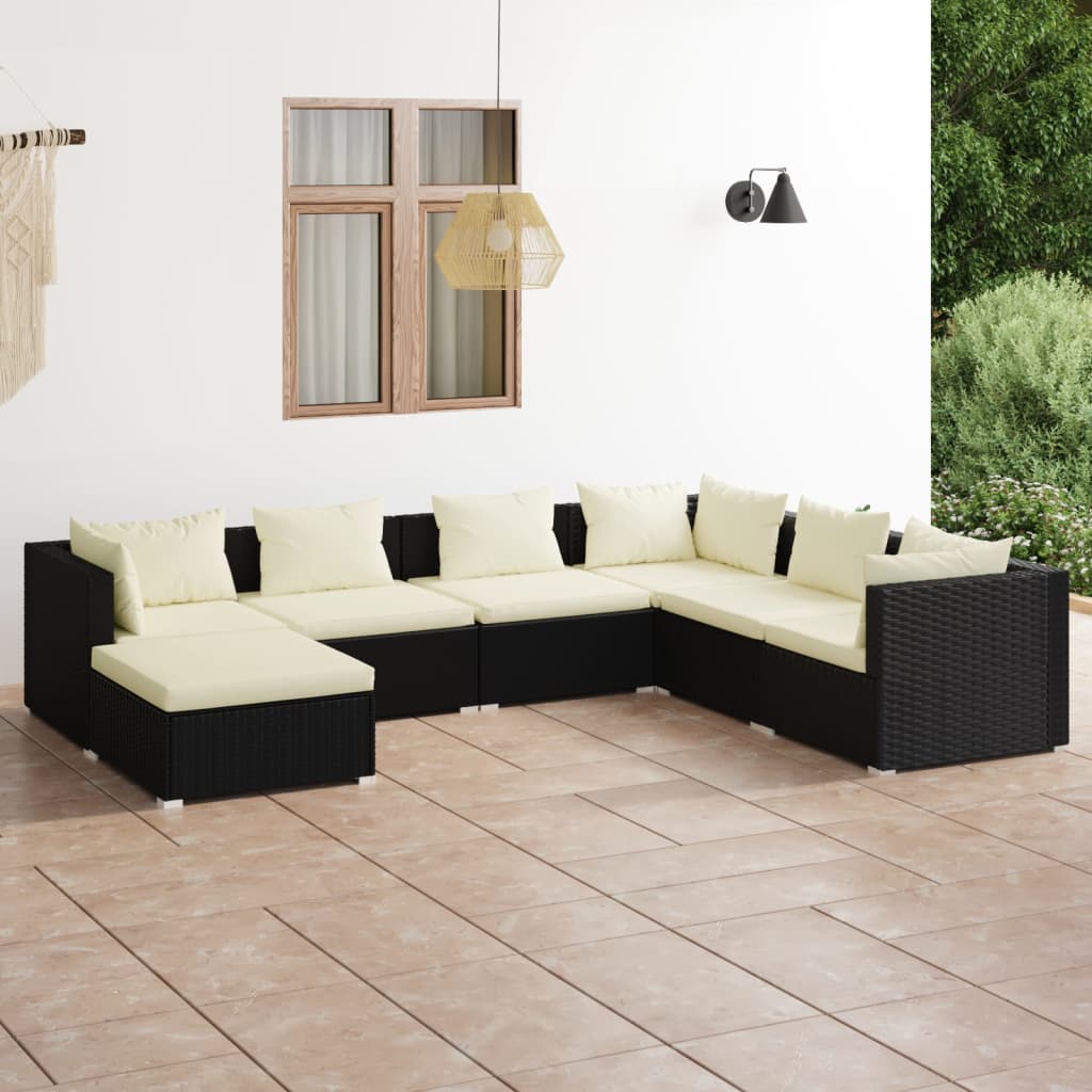 7-Delige Loungeset Met Kussens Poly Rattan 1
