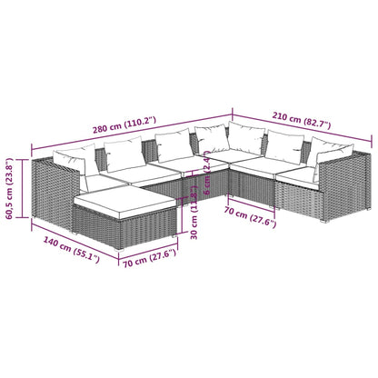 7-Delige Loungeset Met Kussens Poly Rattan 1