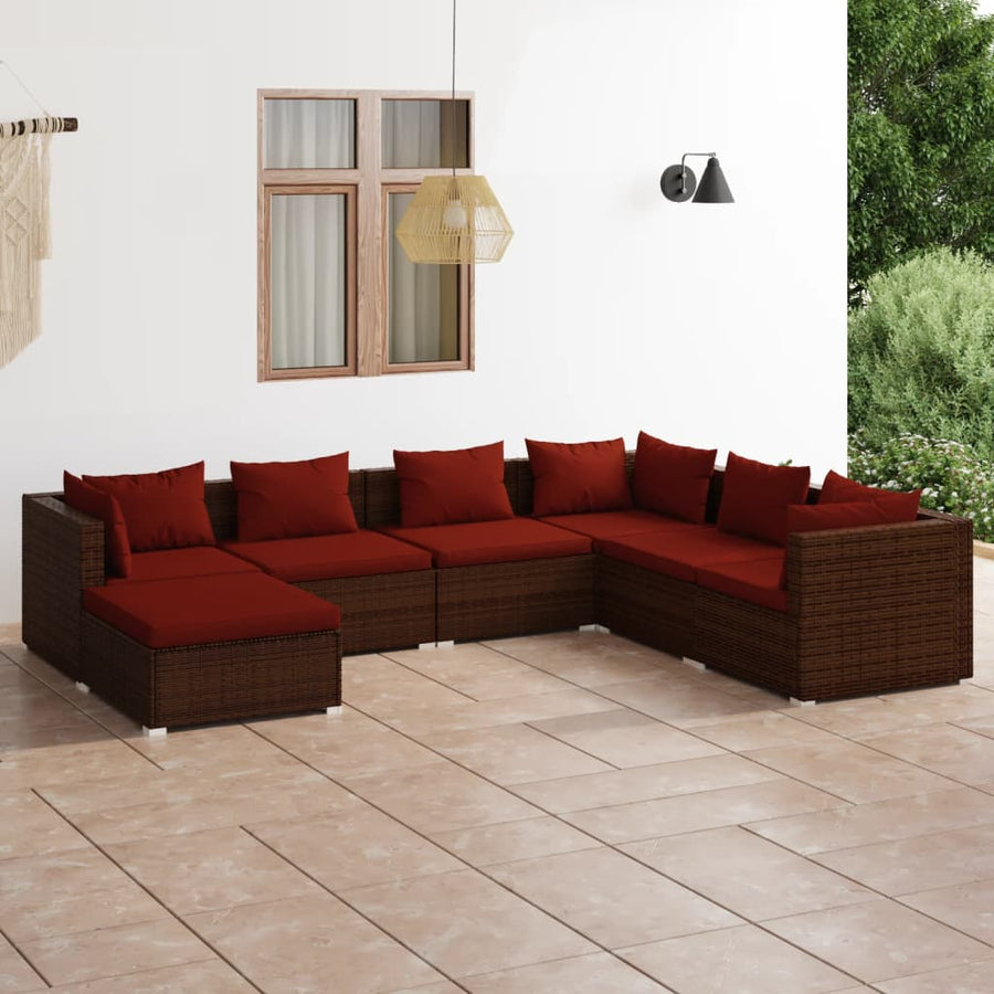 7-Delige Loungeset Met Kussens Poly Rattan 1