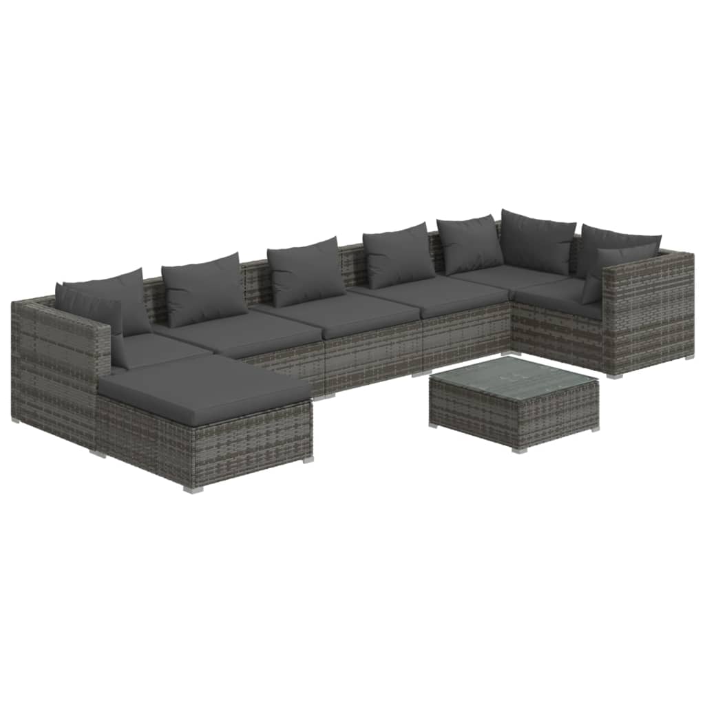8-Delige Loungeset Met Kussens Poly Rattan 1