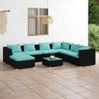 8-piece Lounge Set with Cushions Polyrattan Black