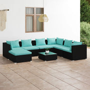 Loungeset 8-delig poly rattan zwart