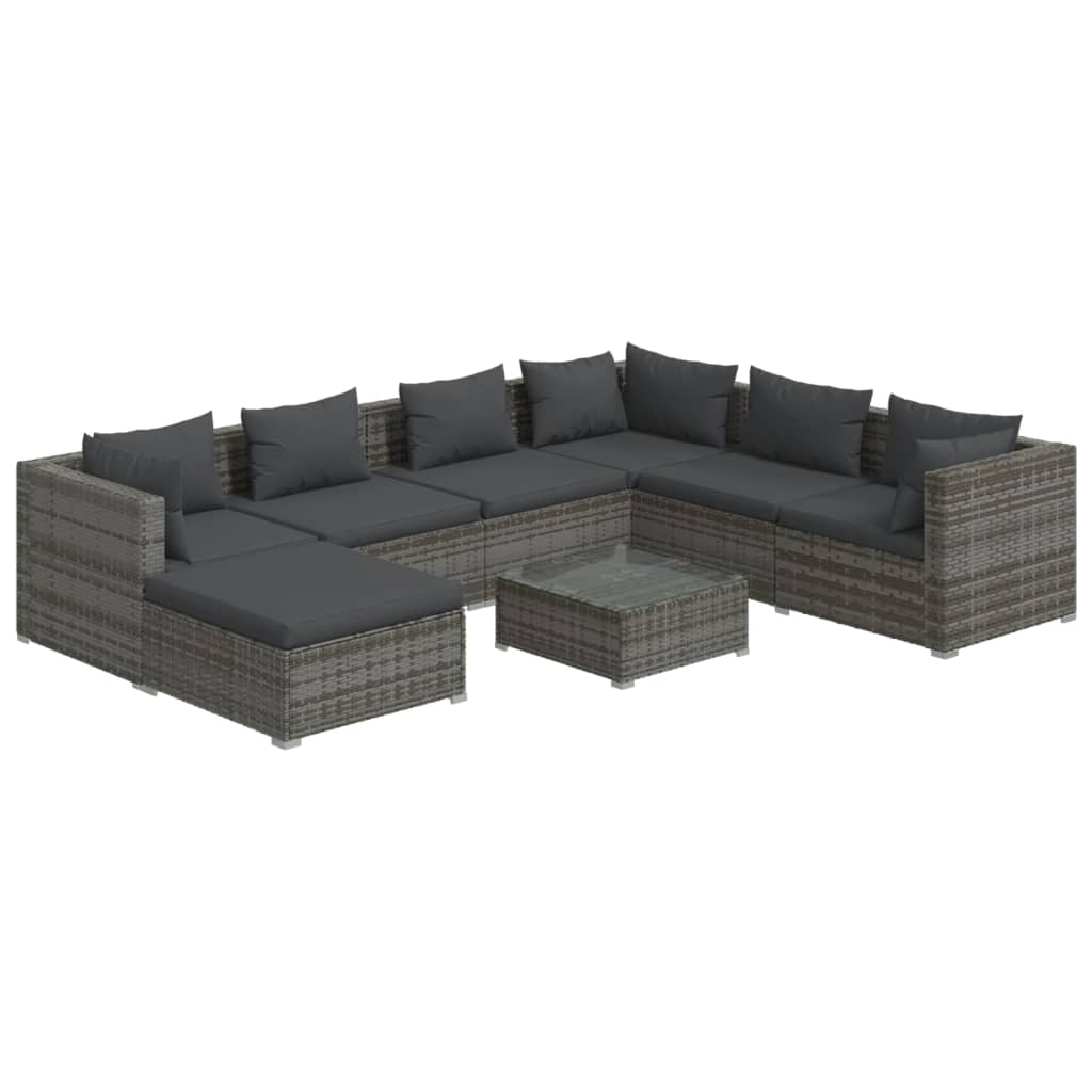 8-Delige Loungeset Met Kussens Poly Rattan 1