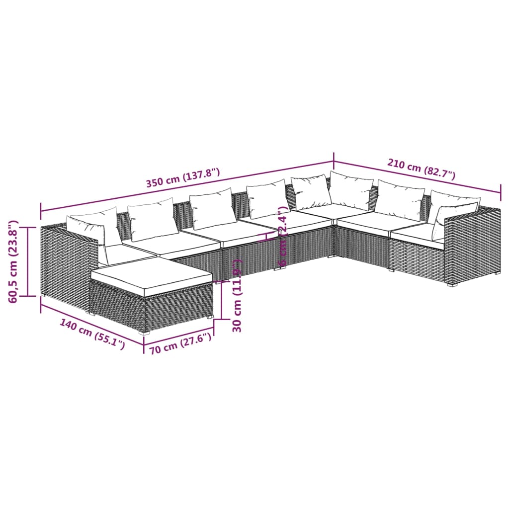 8-Delige Loungeset Met Kussens Poly Rattan 1