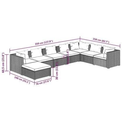 8-Delige Loungeset Met Kussens Poly Rattan 1