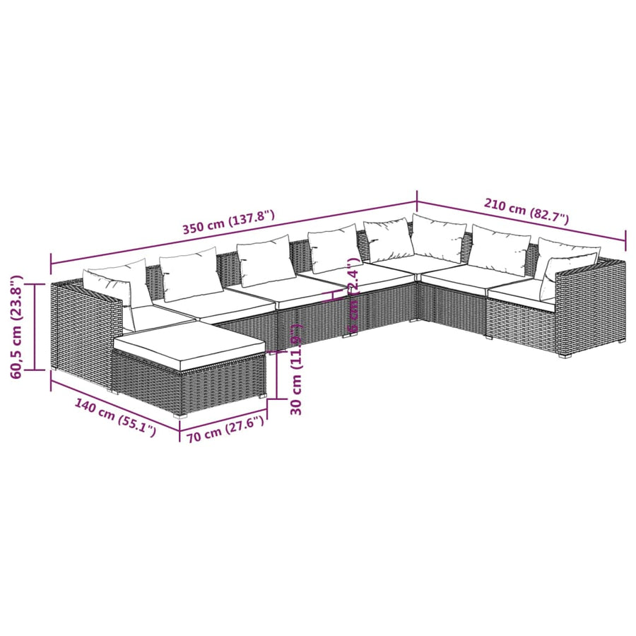 8-Delige Loungeset Met Kussens Poly Rattan 1
