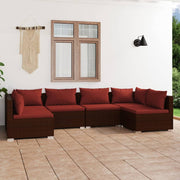 Loungeset 6-delig polyrattan bruin met kussens