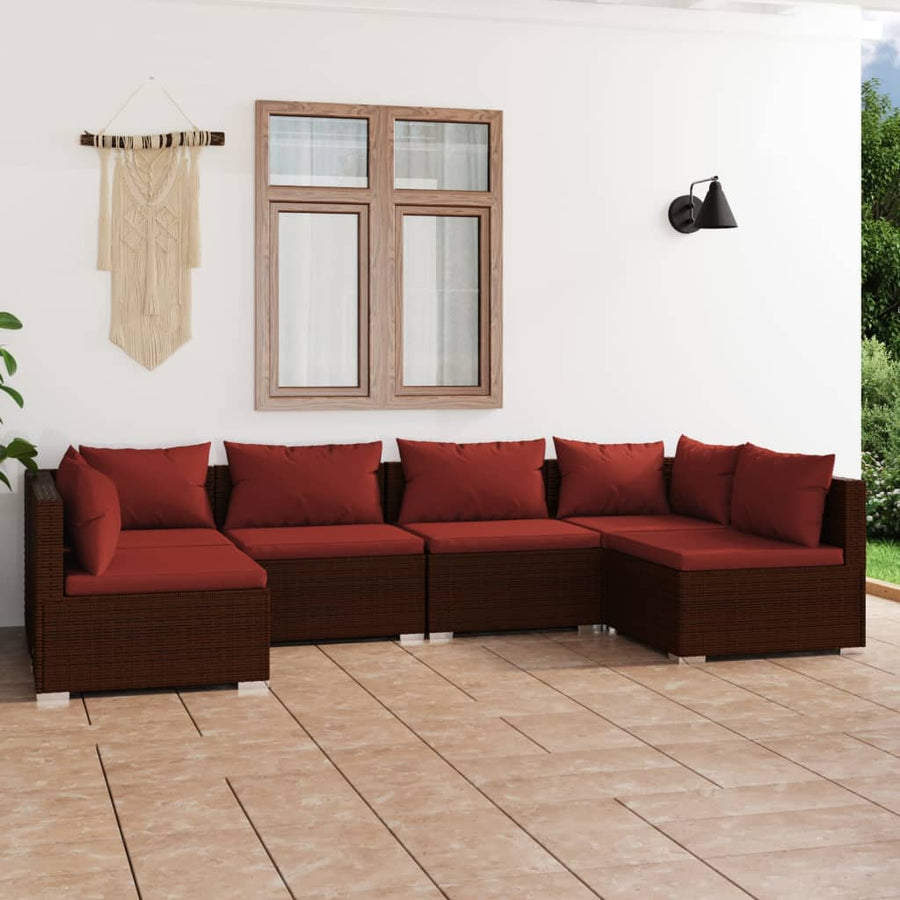 6-Delige Loungeset Met Kussens Poly Rattan 1