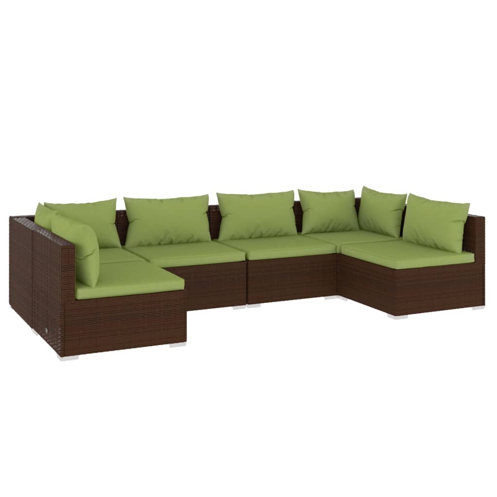 6-Delige Loungeset Met Kussens Poly Rattan 1