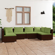 Loungeset 6-delig poly rattan bruin