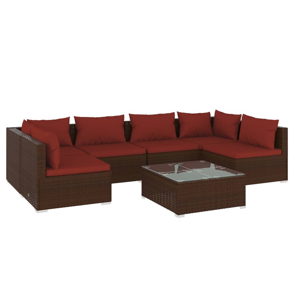 7-Delige Loungeset Met Kussens Poly Rattan 1