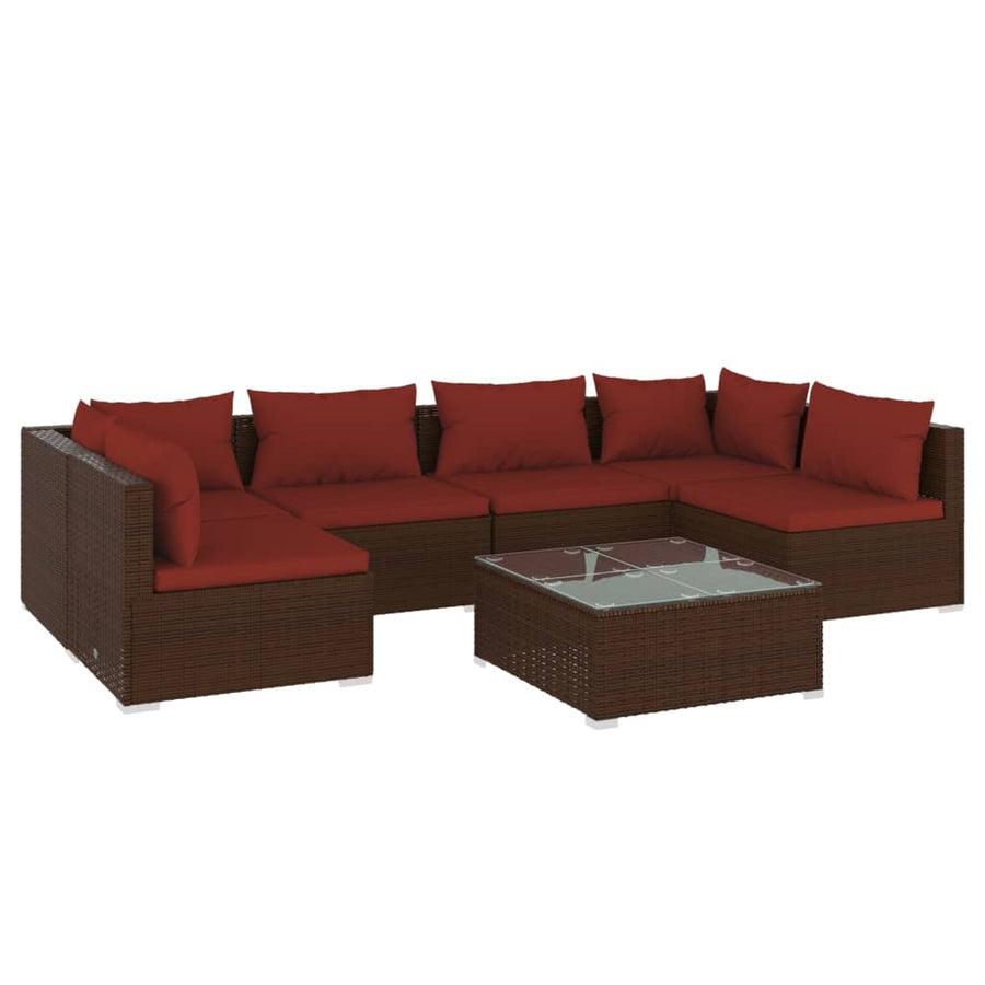 7-Delige Loungeset Met Kussens Poly Rattan 1