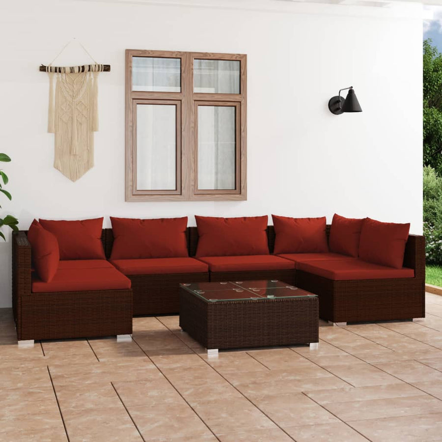 7-Delige Loungeset Met Kussens Poly Rattan 1