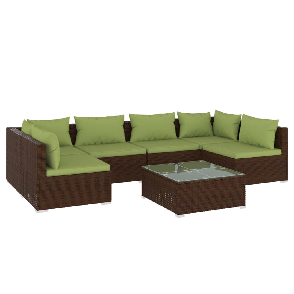 7-Delige Loungeset Met Kussens Poly Rattan 1