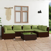 Loungeset 7-delig poly rattan bruin