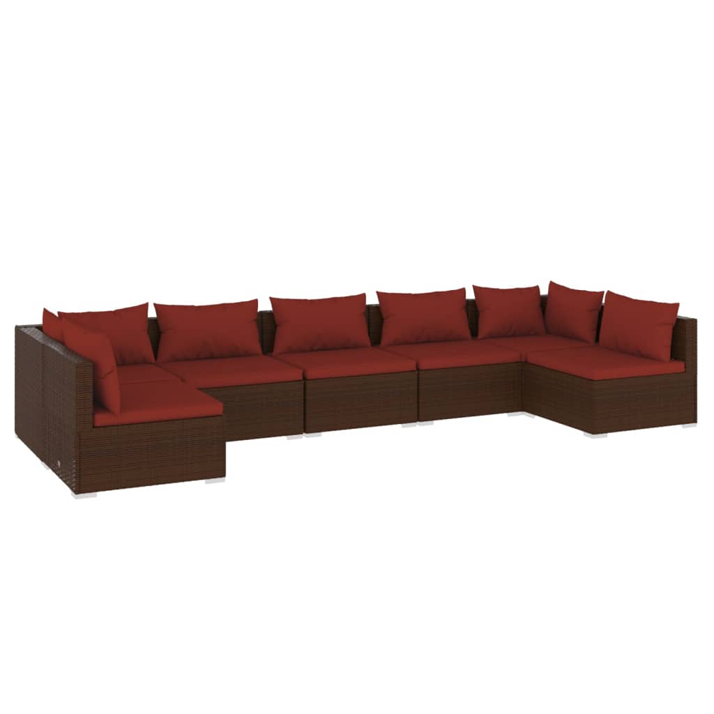 7-Delige Loungeset Met Kussens Poly Rattan 1