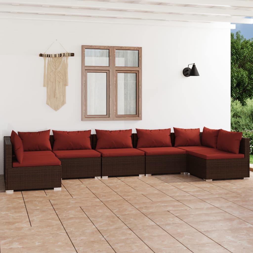 7-Delige Loungeset Met Kussens Poly Rattan 1