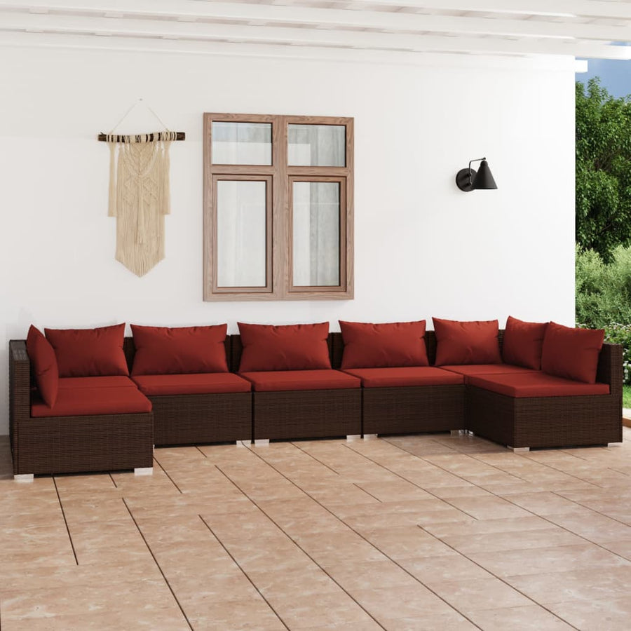 7-Delige Loungeset Met Kussens Poly Rattan 1