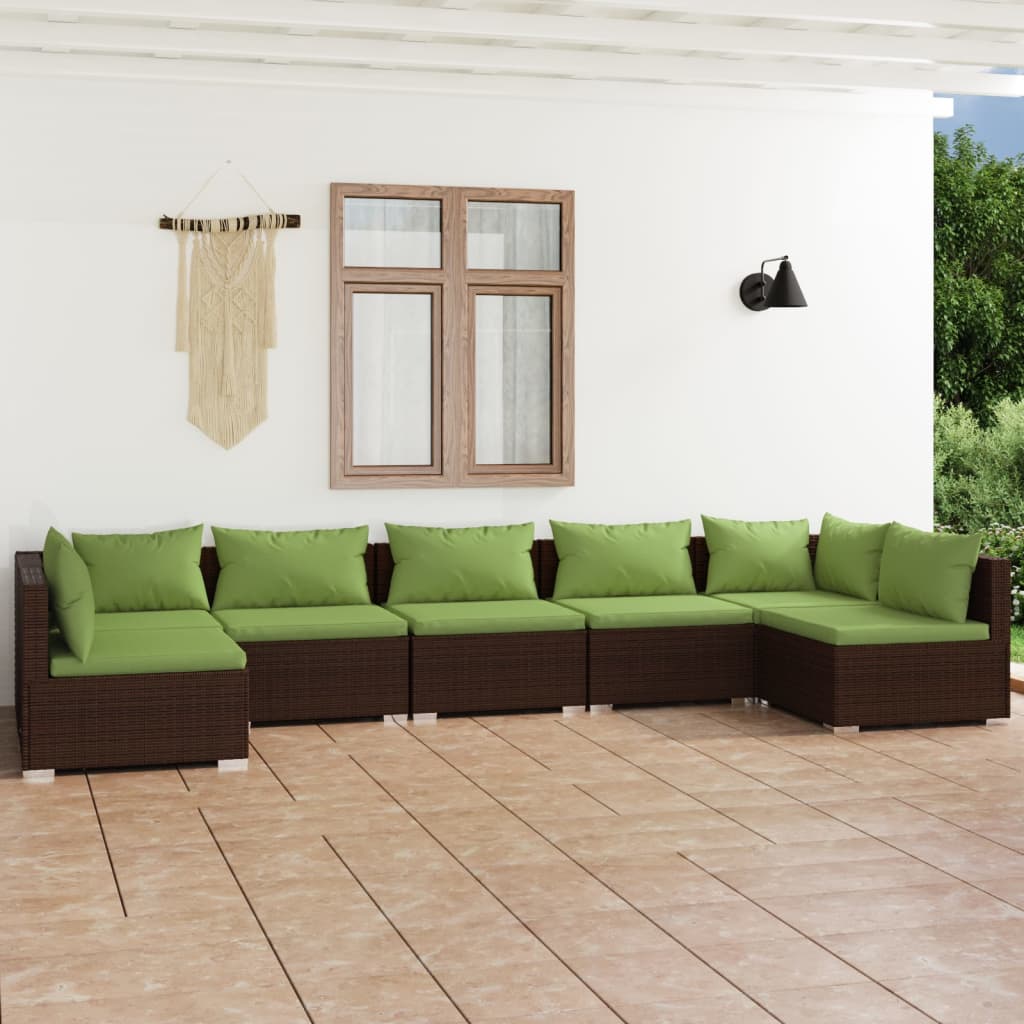 7-Delige Loungeset Met Kussens Poly Rattan 1