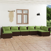 Loungeset 7-delig poly rattan bruin groen
