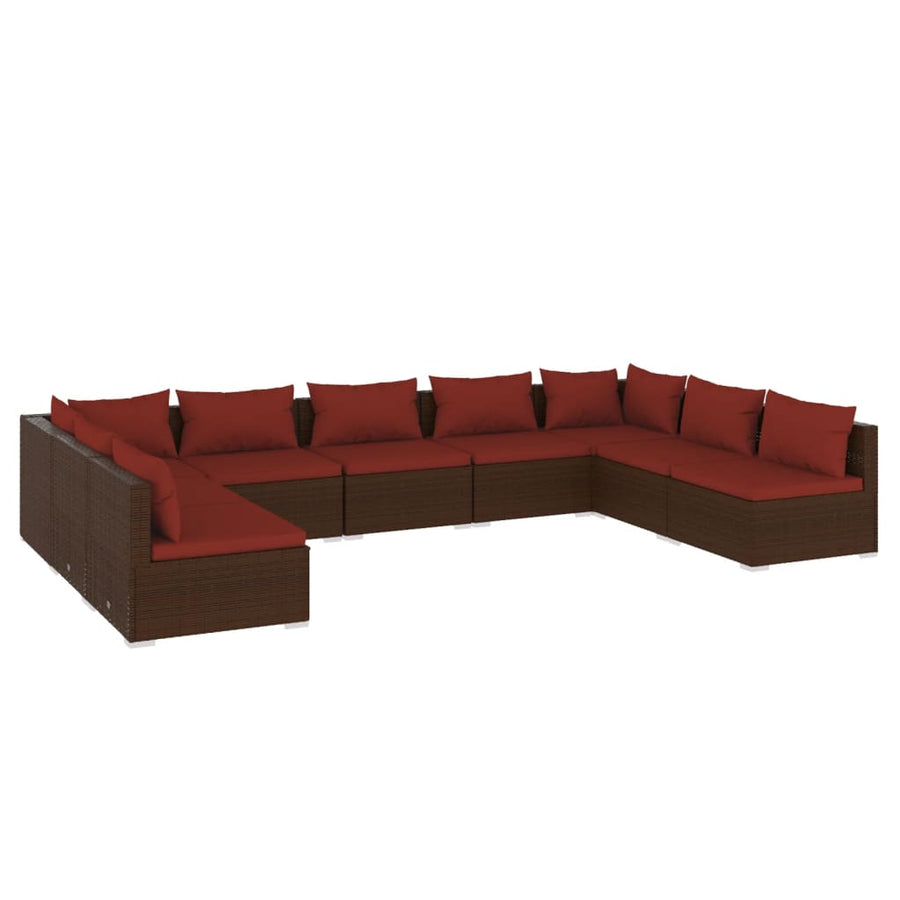 9-Delige Loungeset Met Kussens Poly Rattan 1
