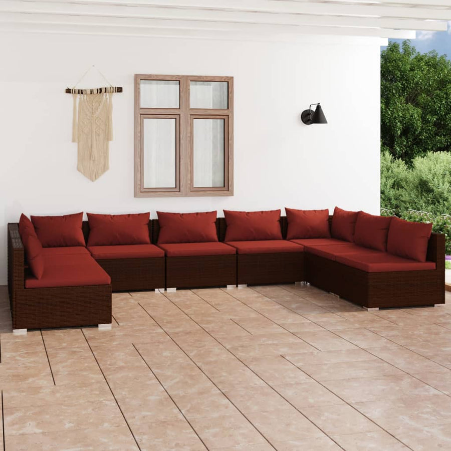9-Delige Loungeset Met Kussens Poly Rattan 1