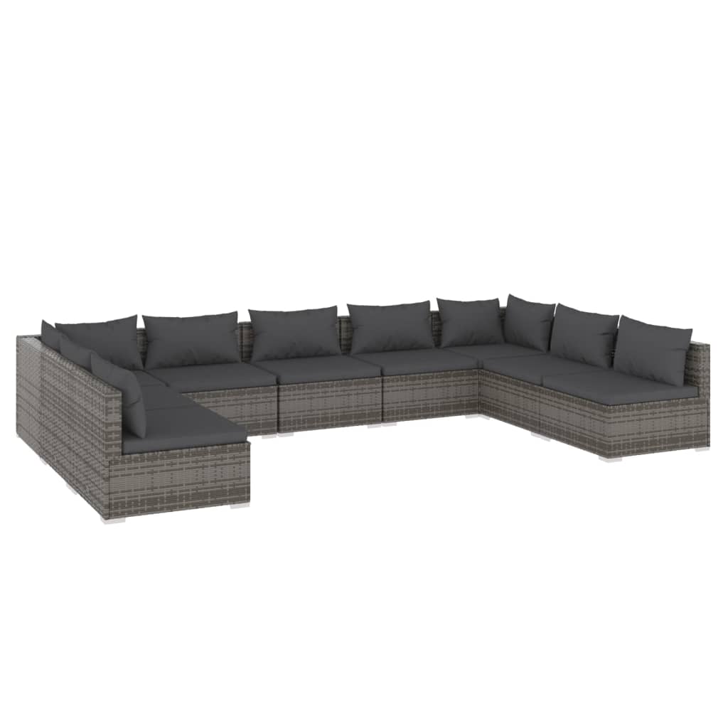 9-Delige Loungeset Met Kussens Poly Rattan 1