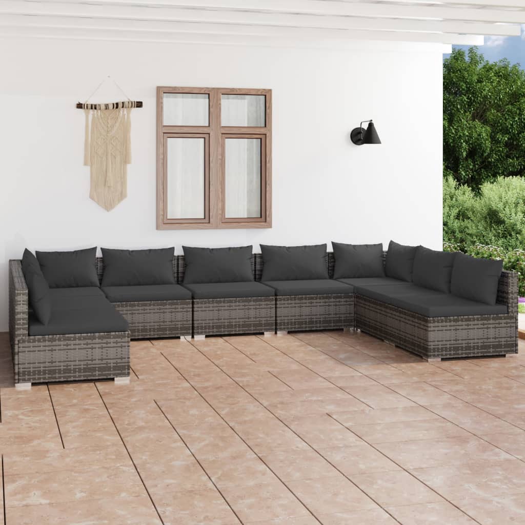 9-Delige Loungeset Met Kussens Poly Rattan 1