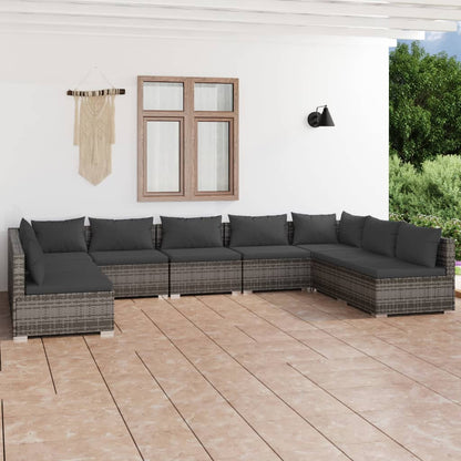 9-Delige Loungeset Met Kussens Poly Rattan 1