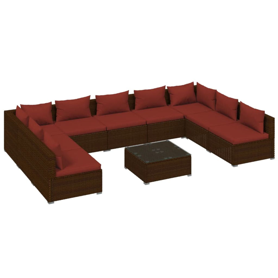 10-Delige Loungeset Met Kussens Poly Rattan 1